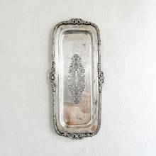 Load image into Gallery viewer, Long Ornate Silver Tray 5"x11"