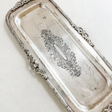 Load image into Gallery viewer, Long Ornate Silver Tray 5"x11"