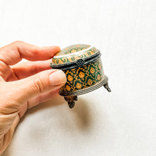Load image into Gallery viewer, Vintage Green+Gold Trinket Box