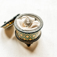 Load image into Gallery viewer, Vintage Green+Gold Trinket Box