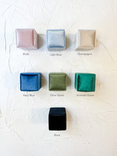 Load image into Gallery viewer, TRIPLE Velvet Ring Box for Weddings Photography Props or Flat Lay Styling