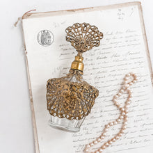 Load image into Gallery viewer, Vintage Ormolu Filigree Perfume Bottle