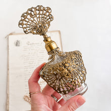Load image into Gallery viewer, Vintage Ormolu Filigree Perfume Bottle