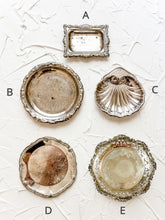 Load image into Gallery viewer, Vintage Silver Trays or Ring Dish for Wedding Photography Prop Flat Lay and Invitation Styling