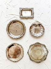 Load image into Gallery viewer, Vintage Silver Trays or Ring Dish for Wedding Photography Prop Flat Lay and Invitation Styling