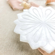 Load image into Gallery viewer, White Alabaster Lotus Trinket Dish for Flat Lay Styling or Jewelry Dish