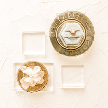 Load image into Gallery viewer, Gold Etched Nesting Bowls for Rings Flat Lays for Photographers Wedding Details