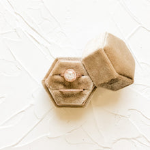 Load image into Gallery viewer, Botanical Flat Lay Styling Kit for Photographers, velvet ring box, gold magnifying glass, vintage stamps, silk ribbon, white trinket dish