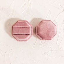 Load image into Gallery viewer, Pink Double Velvet Ring Box for Wedding Flat Lays Photography Styling Kit
