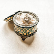 Load image into Gallery viewer, Vintage Green+Gold Trinket Box

