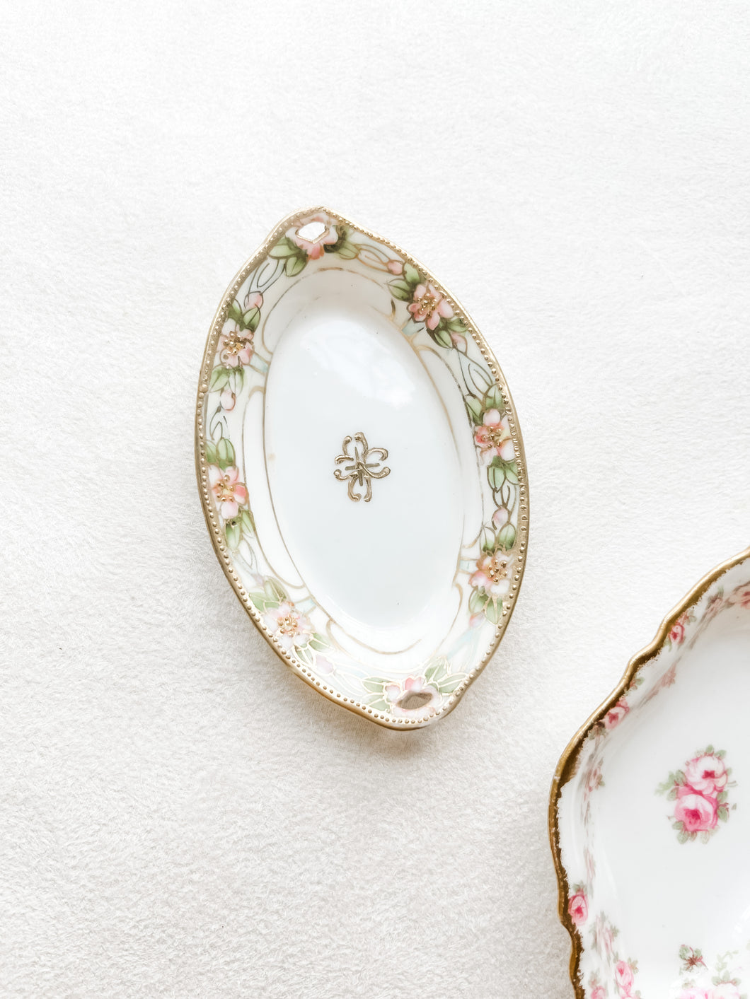 Small Floral Oval and Diamond Trinket Dishes