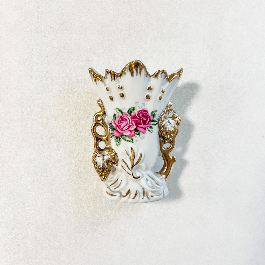 Vintage Hand Painted Floral Vase