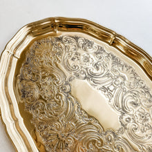 Load image into Gallery viewer, Vintage Gold Oval Etched Tray
