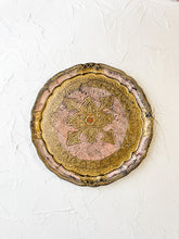 Load image into Gallery viewer, Vintage Round Gold + Pink Italian Florentine Tray
