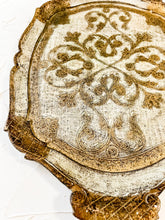 Load image into Gallery viewer, Vintage Gold + Cream Italian Florentine Tray
