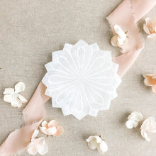 Load image into Gallery viewer, White Alabaster Lotus Trinket Dish for Flat Lay Styling or Jewelry Dish
