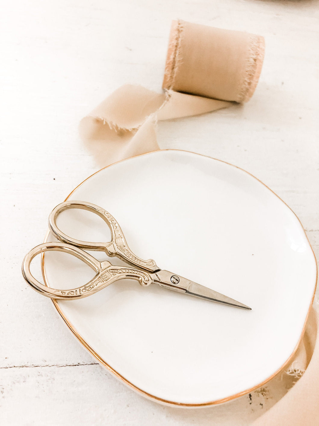 Vintage Gold Scissors Antique Photography Styling Prop for Flat Lays