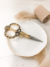 Load image into Gallery viewer, Vintage Gold Scissors Antique Photography Styling Prop
